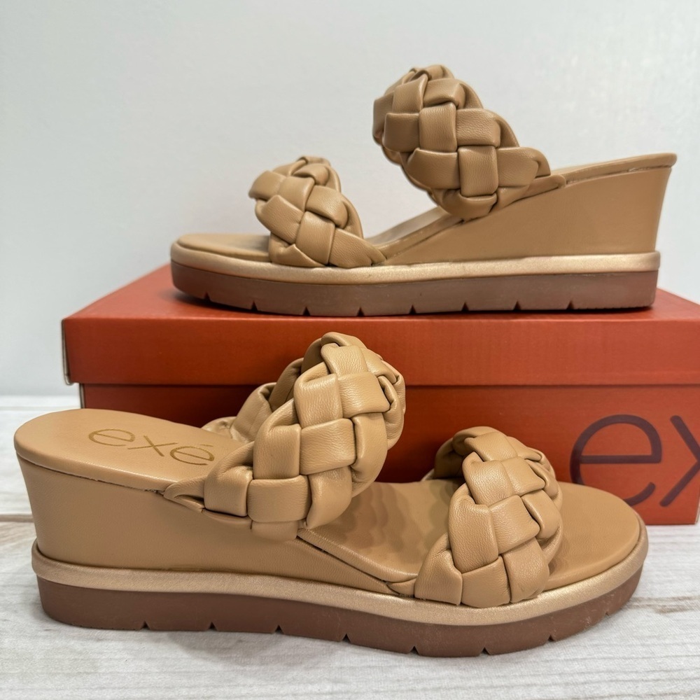 exe Ipanema Tan Woven Faux Leather Wedge Heel Platform Sandals NEW Vegan